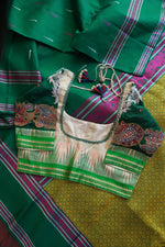 Load image into Gallery viewer, Ivory &amp; Green Kanjivaram Silk blouse Size 34
