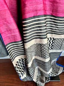 Blockprinted Tussar Saree & Handcrafted Tussar Blouse